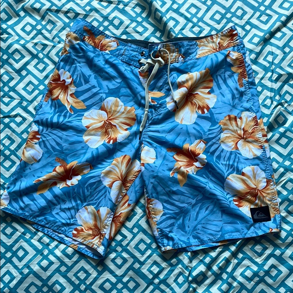 Quiksilver Blue and Orange Board Shorts Vibrant Swimwear